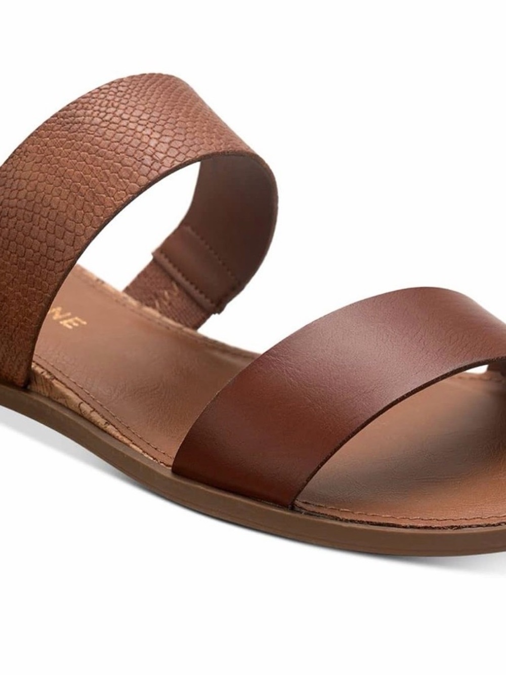 Sun + Stone Women's Two-Band Brown Slide Sandals